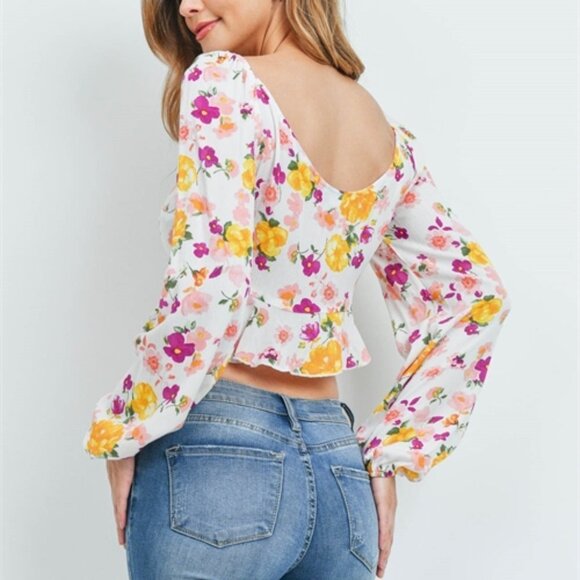 IVORY FLORAL TOP - Picture 3 of 7